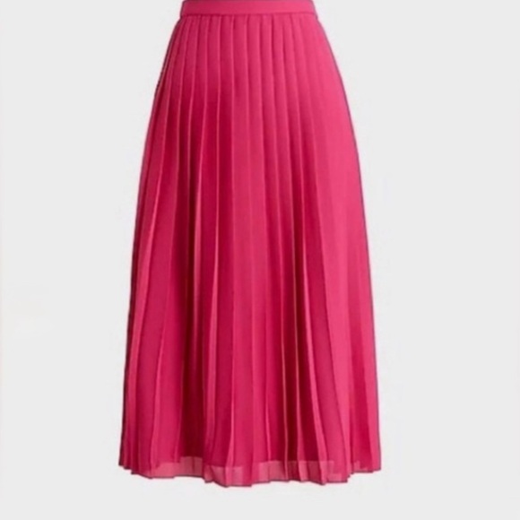 J. Crew Dresses & Skirts - J. Crew Radiant Fuchsia Long Lined Pleated Midi Skirt Size 4
